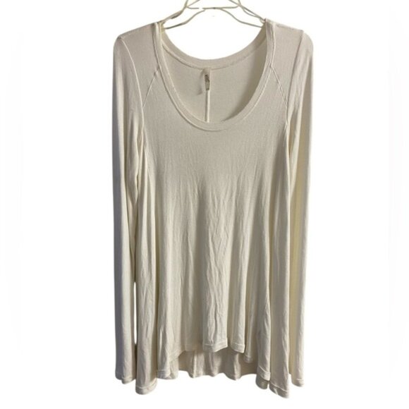 Free People Tunic Top Off White Boat Neck Long Line‎ Large - Picture 1 of 8